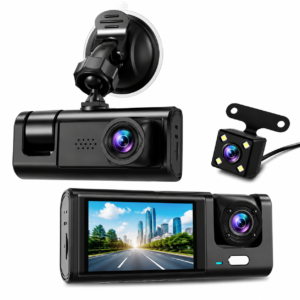 Cámara DVR 3 en 1 para Auto Full HD 1080P | Grabación Frontal, Interior y Reversa